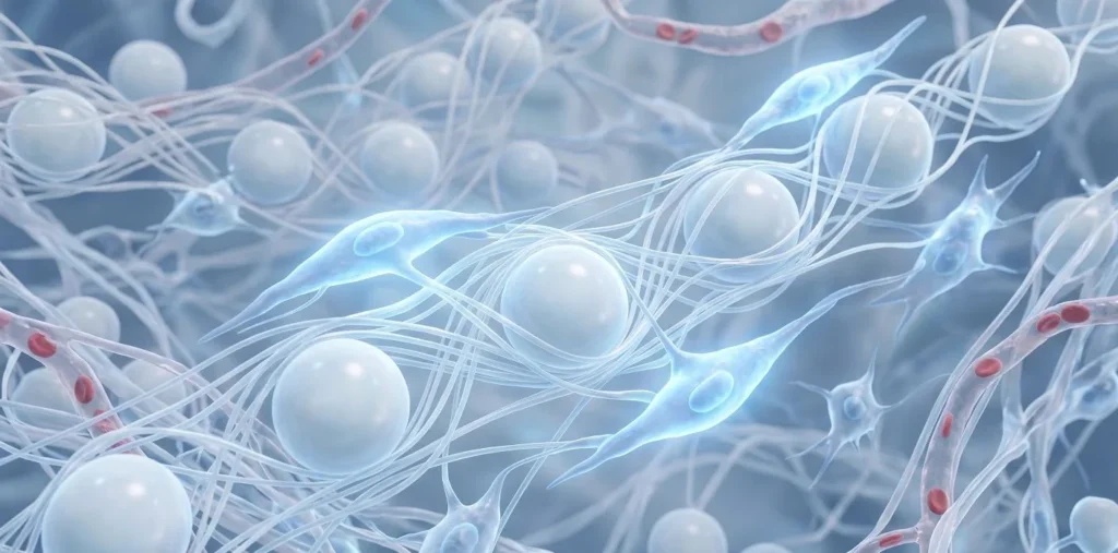 Microscopic 3D visualization of active cellular fibers during the process of collagen stimulation Singapore.