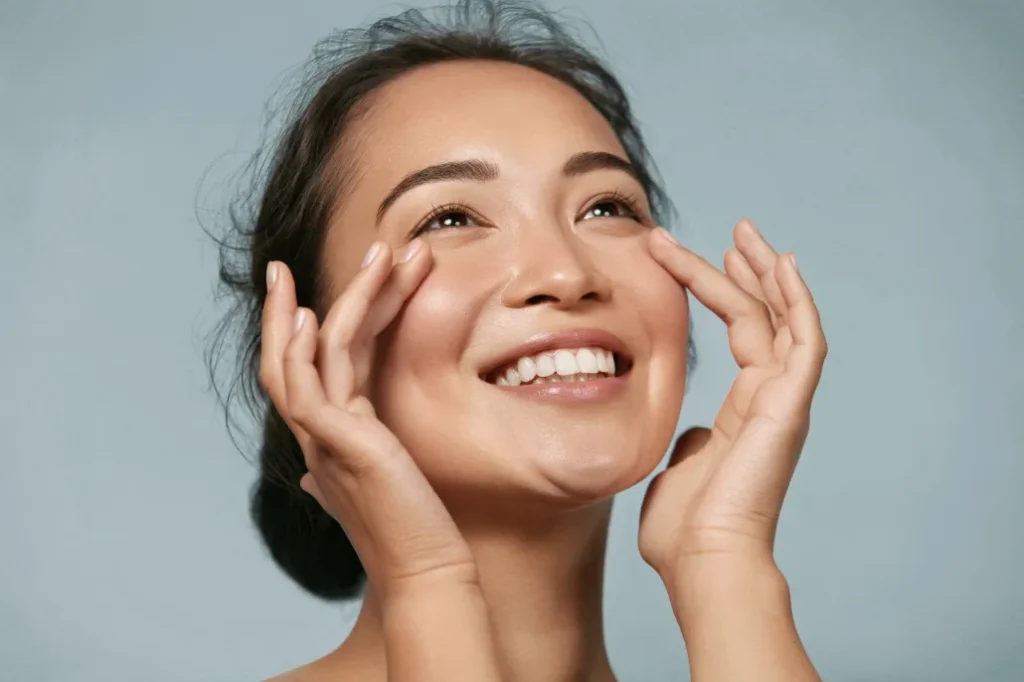 Woman displaying clear, hydrated skin to illustrate results from What is profhilo and how does it work?